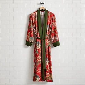 Pottery Barn Dahlia Floral Print Kimono Robe , With Pockets